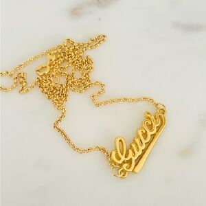 Luxury Gold Designer Name Plate Repurposed Zipper Pull Necklace